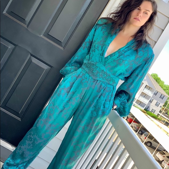 Vintage 80s floral boho romper jumper jumpsuit - Picture 3 of 10